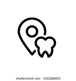 vector icon line of teeth in a trendy outline style isolated on a white background. Location icon check dental health for inspiration of the design of your printed products