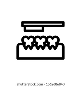 vector icon line of teeth in a trendy outline style isolated on a white background. brush your teeth to inspire the design of your printed products