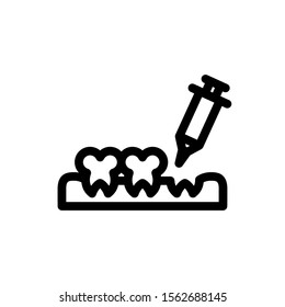 vector icon line of teeth in a trendy outline style isolated on a white background. Iconic symbols nourish teeth to inspire the design of your printed products