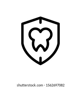 vector icon line of teeth in a trendy outline style isolated on a white background. Tooth protection symbol to inspire the design of your printed products. color can be changed