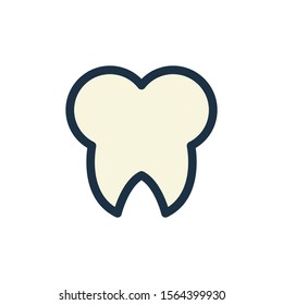 vector icon line of teeth in a trendy filled outline style isolated on a white background. simple and attractive white tooth symbol to inspire the design of your printed products. color can be changed