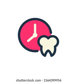vector icon line of teeth in a trendy filled outline style isolated on a white background. time icon check dental health for inspiration of the design of your print products
