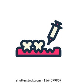 vector icon line of teeth in a trendy filled outline style isolated on a white background. Iconic symbols nourish teeth to inspire the design of your printed products