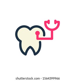 vector icon line of teeth in a trendy filled outline style isolated on a white background. Icon symbols check the health of your teeth to inspire the design of your printed products