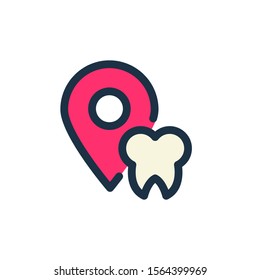 vector icon line of teeth in a trendy filled outline style isolated on a white background. Location icon check dental health for inspiration of the design of your printed products