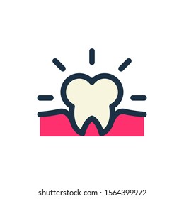 vector icon line of teeth in a trendy outline style isolated on a white background. Shining mouth teeth symbol to inspire the design of your printed products. color can be changed