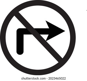 vector icon line traffic signs can't turn right.Eps