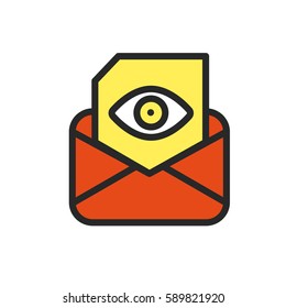  Vector icon of linear flat mail virus