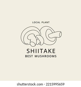 Vector icon in linear style - shiitake mushrooms. Logo sign