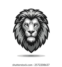 Vector icon of lion headshot with a majestic mane.