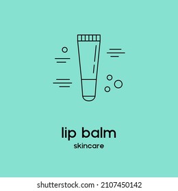 Vector icon of lip balm. Beauty products and online shopping. Korean cosmetics. Can be used as illustration in magazine, banner, social media, highlights, typographic design. Skin care concept.