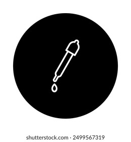 Icono de Vector del gotero líquido para la salud o para la belleza, diseño del contorno en el fondo negro del círculo del color.