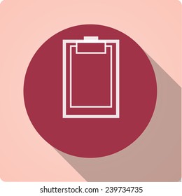 Vector icon "list" on a red circle with a long shadow