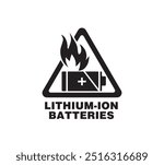 Vector icon , lithium-ion batteries black and white