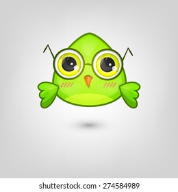 Vector icon. Little green bird.