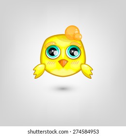 Vector icon. Little yellow bird.