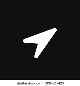 Vector icon of location colored white isolated on dark background. Sign and symbol. 