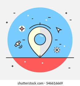 Vector icon of location, map, address, and pointer for website, blog, and app, Local listing optimization flat vector illustration