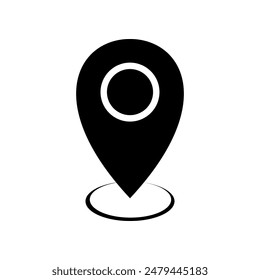 Vector icon of location sign, pin symbol of flat design destination.