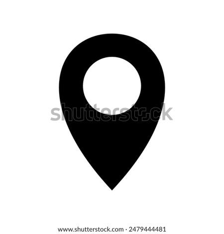 Vector icon of location sign, pin symbol of flat design destination.