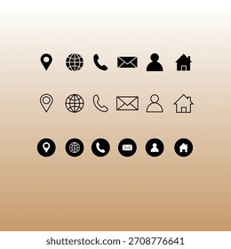 Vektorsymbol, Standort, Telefon, Kontakt, Startseite