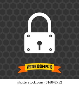 Vector Icon of Lock on Dark Gray Background. Eps.10.