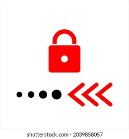 Icono vector de un candado rojo bloqueado. Bloquear iconos de pantalla. Ilustración de un símbolo de teléfono móvil y de bloqueo deslizante