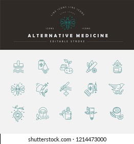 Vector icon and logo for alternative medicine. Editable outline stroke