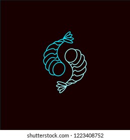 Vector icon and logo for asian, japan food and seafood. Editable outline stroke size. Line flat contour, thin and linear design. Simple icons. Concept illustration. Sign, symbol, element.