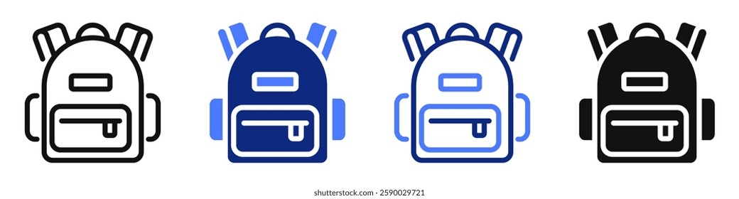 Vector icon or logo of backpack related to education, school and university lessons or travel and hiking. Symbol for website or app ui, logo design, illustration