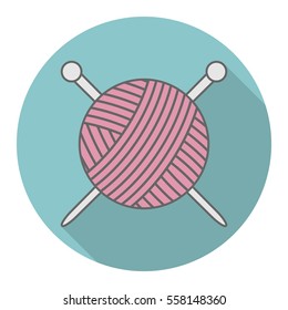 Balón del logotipo del icono del vector de hilados con una sombra. Icono de Yarn. Hecho a mano.