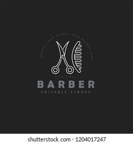 Vector icon and logo for barbershop and beauty saloon