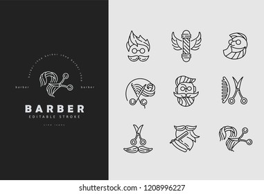 Vector icon and logo for barbershop and beauty saloon