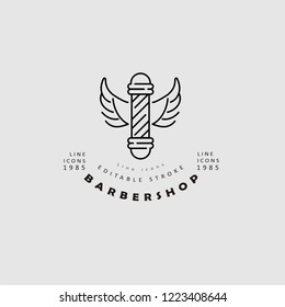 Vector icon and logo for barbershop and beauty saloon . Editable outline stroke size. Line flat contour, thin and linear design. Simple icons. Concept illustration. Sign, symbol, element.