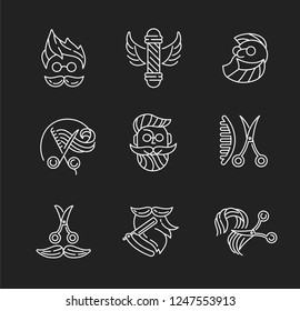 Vector icon and logo for barbershop and beauty saloon . Editable outline stroke size. Line flat contour, thin and linear design. Simple icons. Concept illustration. Sign, symbol, element.