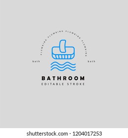 Vector icon and logo of bathroom. Editable outline stroke