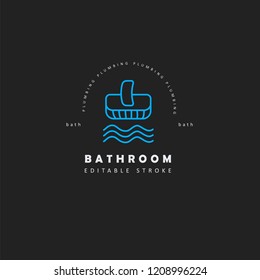 Vector icon and logo of bathroom. Editable outline stroke