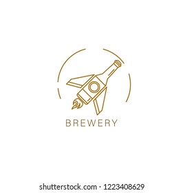 Vector icon and logo beer and brewery. Editable outline stroke size. Line flat contour, thin and linear design. Simple icons. Concept illustration. Sign, symbol, element.