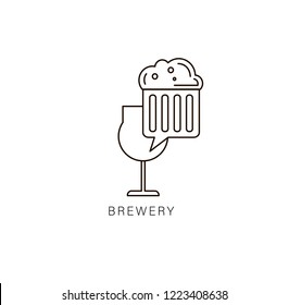 Vector icon and logo beer and brewery. Editable outline stroke size. Line flat contour, thin and linear design. Simple icons. Concept illustration. Sign, symbol, element.