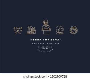 Vector icon and logo celebration merry Christmas and Happy New Year