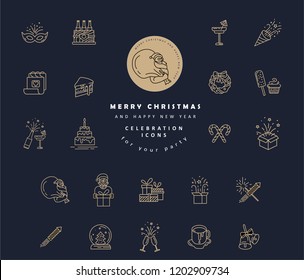Vector icon and logo celebration merry Christmas and Happy New Year