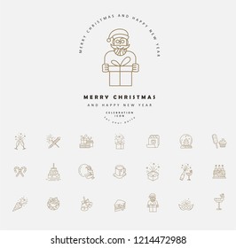 Vector icon and logo celebration merry Christmas and Happy New Year