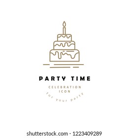 Vector icon and logo celebration Merry Christmas and Happy New Year . Editable outline stroke size. Line flat contour, thin and linear design. Simple icons. Concept illustration. Sign, symbol, element