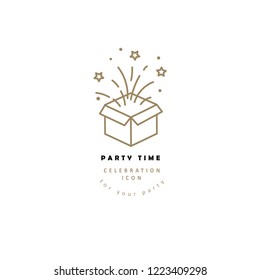 Vector icon and logo celebration Merry Christmas and Happy New Year . Editable outline stroke size. Line flat contour, thin and linear design. Simple icons. Concept illustration. Sign, symbol, element