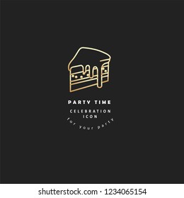 Vector icon and logo celebration Merry Christmas and Happy New Year . Editable outline stroke size. Line flat contour, thin and linear design. Simple icons. Concept illustration. Sign, symbol, element