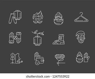 Vector icon and logo for clothes and accessories. Editable outline stroke size. Line flat contour, thin and linear design. Simple icons. Concept illustration. Sign, symbol, element.