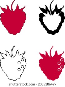 Vector icon or logo depicting four raspberries or strawberries. Can be used to create and print a brand logo.