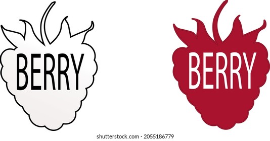 Vector icon or logo depicting two raspberries or strawberries isolated on white background. Can be used to create and print a brand logo.