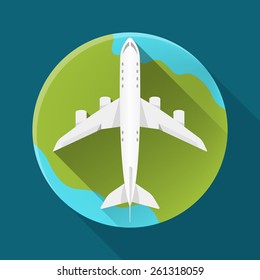 Vector icon or logo flat plane. Symbol for aviation applications and web interfaces.
