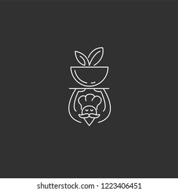 Vector icon and logo for food online deliwery. Editable outline stroke size. Line flat contour, thin and linear design. Simple icons. Concept illustration. Sign, symbol, element.